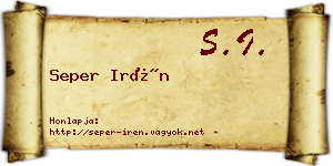 Seper Irén névjegykártya