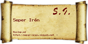 Seper Irén névjegykártya